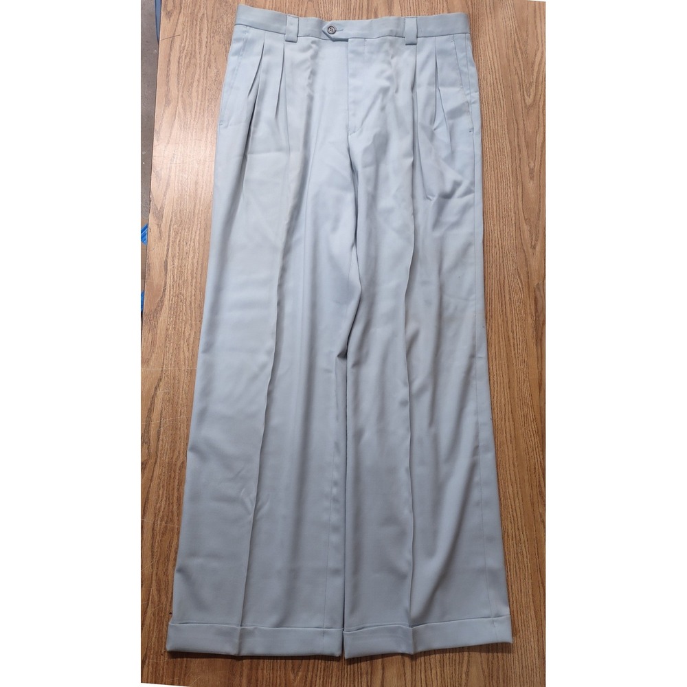 Zanetti Italy Trabaldo Togna Super 100s Wool Pleated Cuff Dress Pants Lite Blue